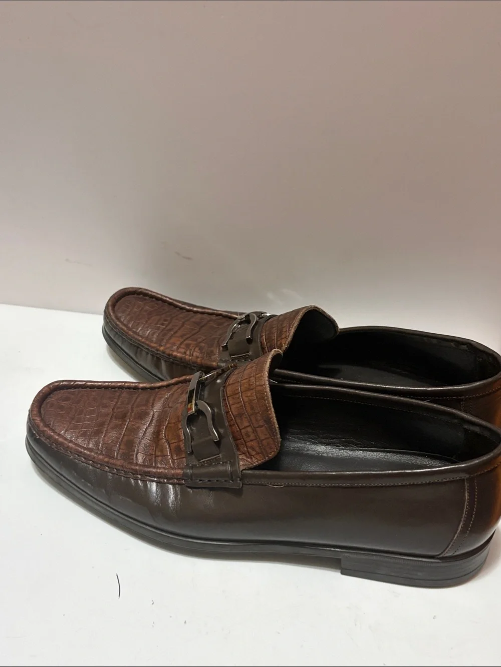 Bruno Magali Croc-Embossed Leather Slip-On Loafers Sz 10 Men